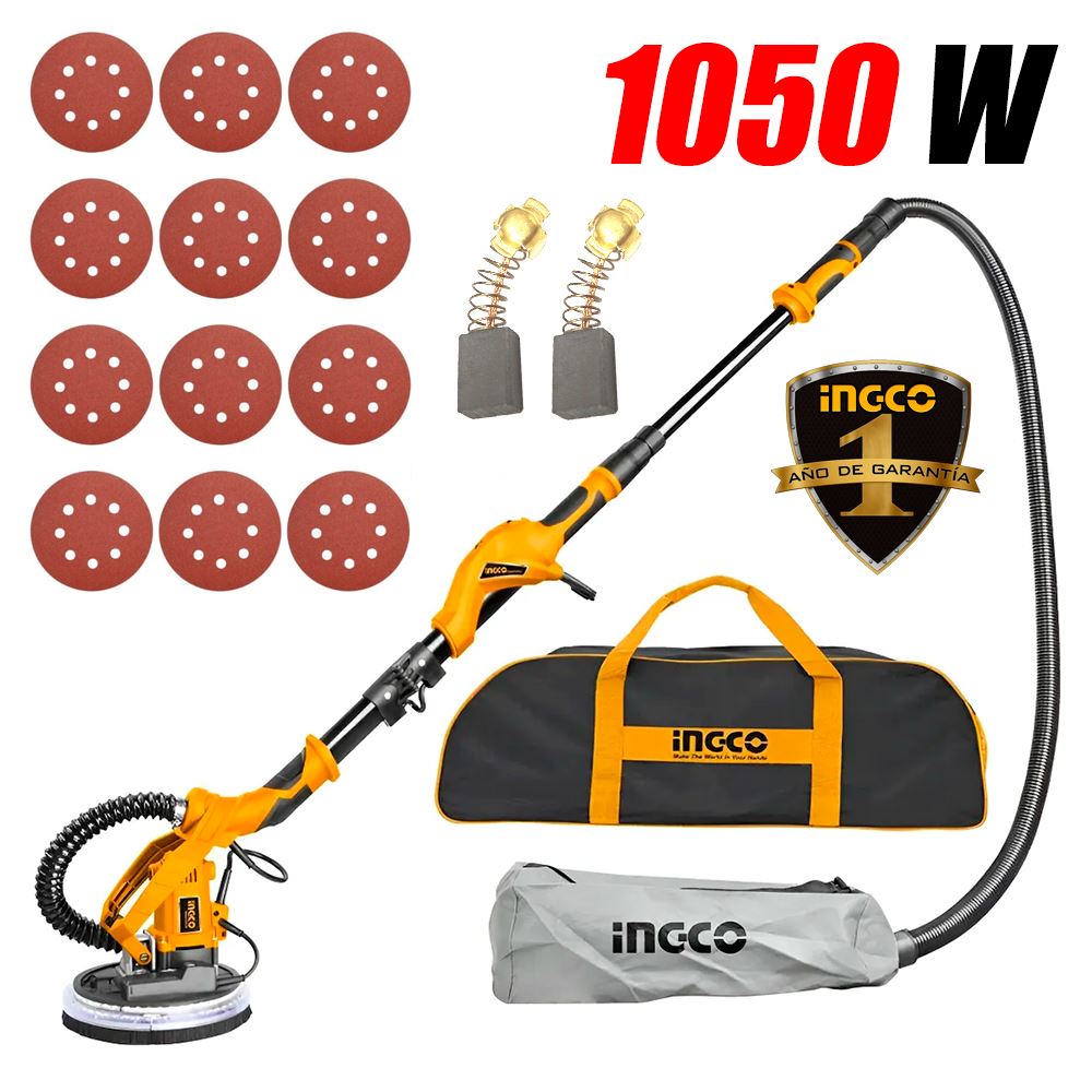 Lijadora Industrial Pared Techo Drywall Paneles Yeso 9″ Ingco DWS10501 1050W Linea Pesada
