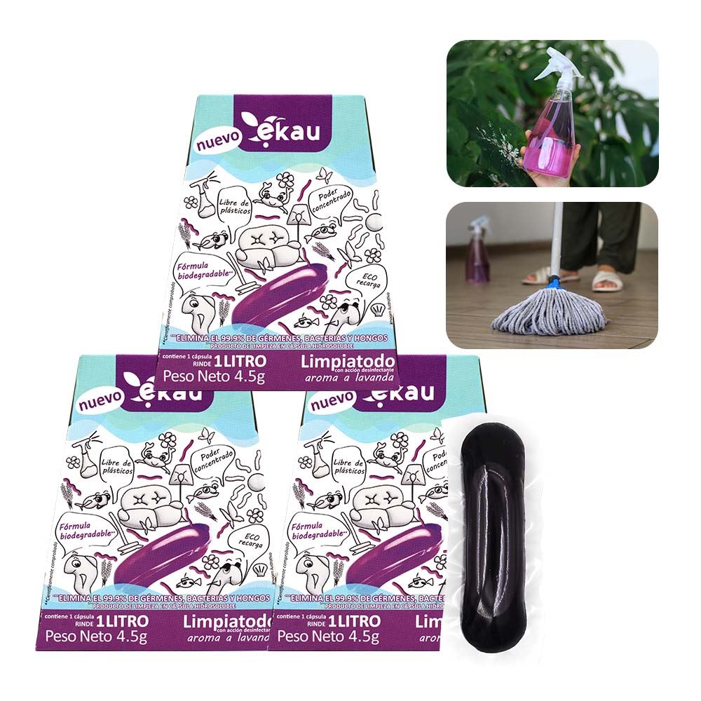 Tripack Limpiatodo En Cápsula Ekau Con Aroma A Lavanda