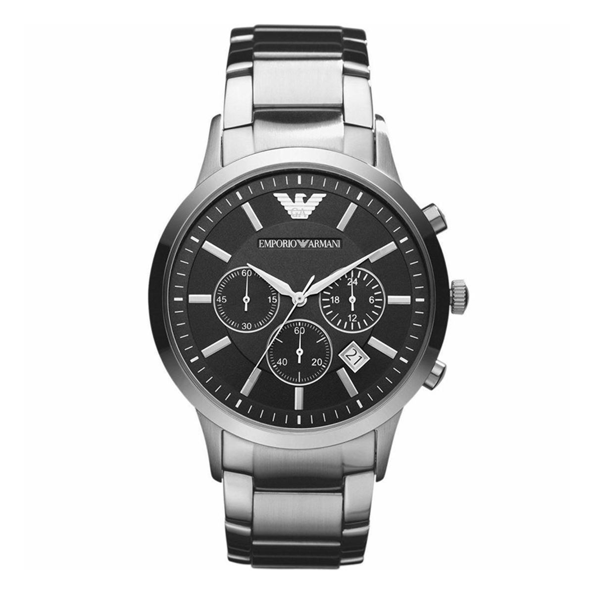 Reloj Emporio Armani Ar2434 Negro Sellado Nuevo Plateado Negro