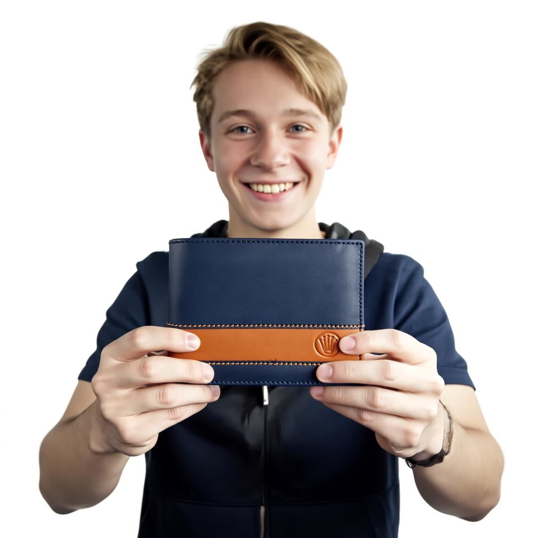 Billetera de hombre Lionel en cuero puro azúl Paric