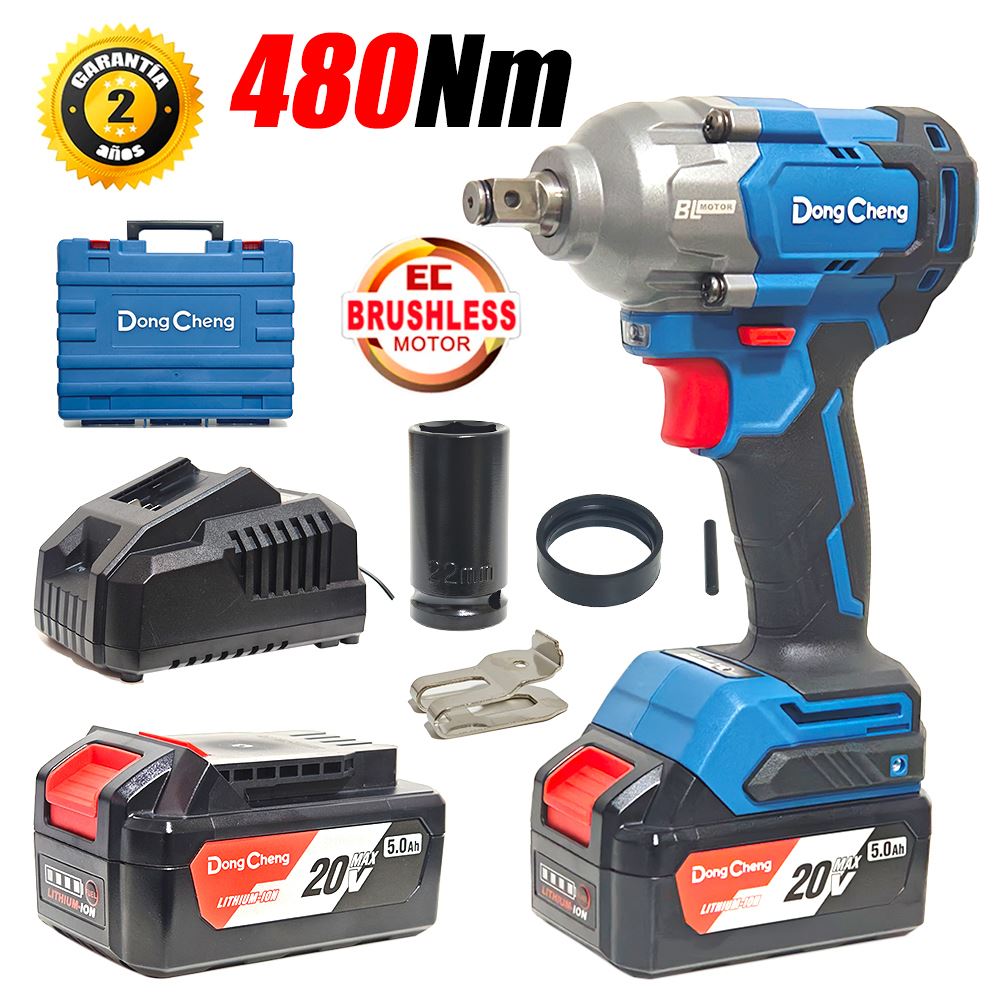 LLAVE IMPACTO 1/2" INDUSTRIAL DONGCHENG DCPB488FK 20V 480NM 2BAT X 5AH BRUSHLESS