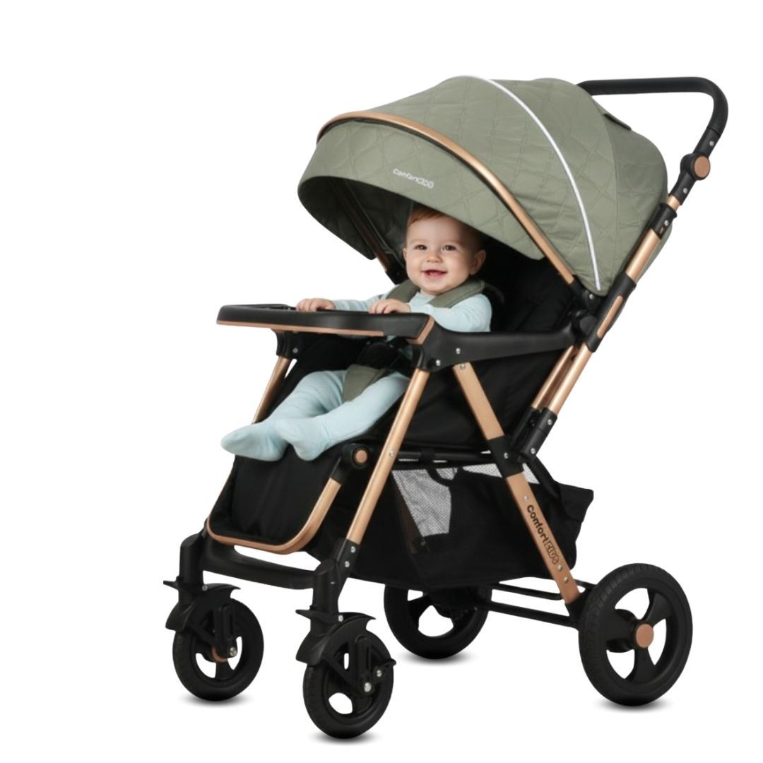 Coche Cuna Mango Reversible «LITTLE NANCY» con Bolso Green