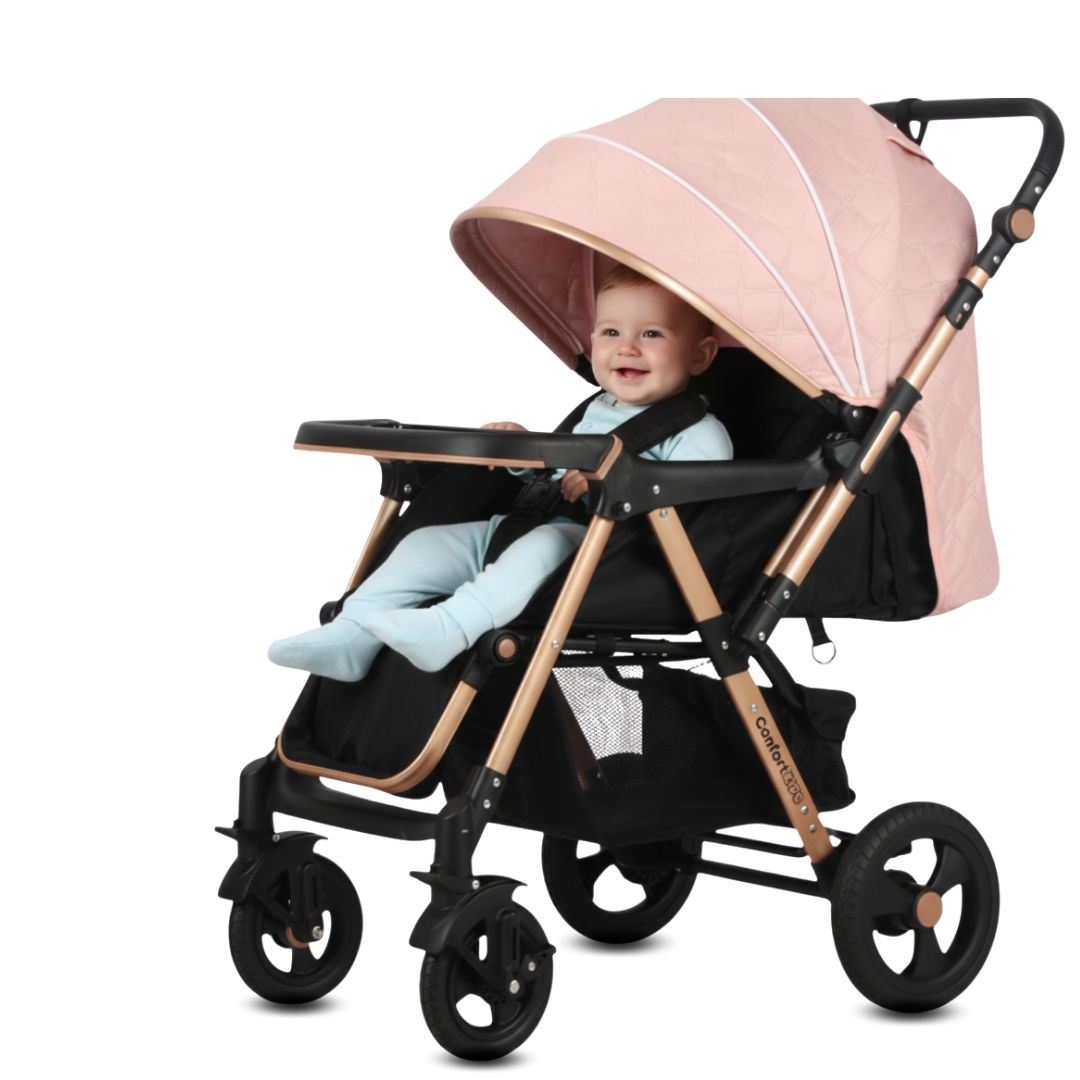 Coche Cuna Mango Reversible «LITTLE NANCY» con Bolso Pink