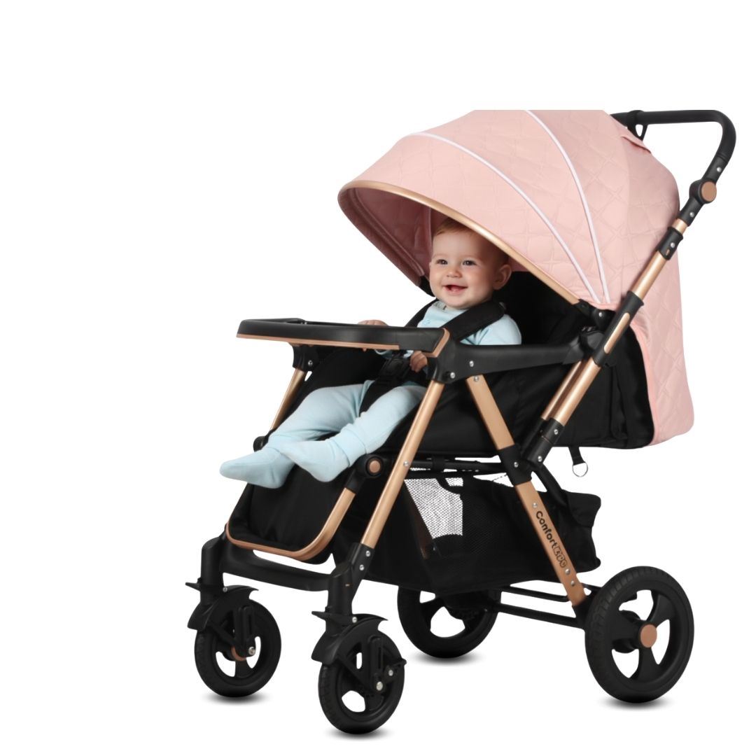 Coche Cuna Mango Reversible «LITTLE NANCY» con Bolso Pink