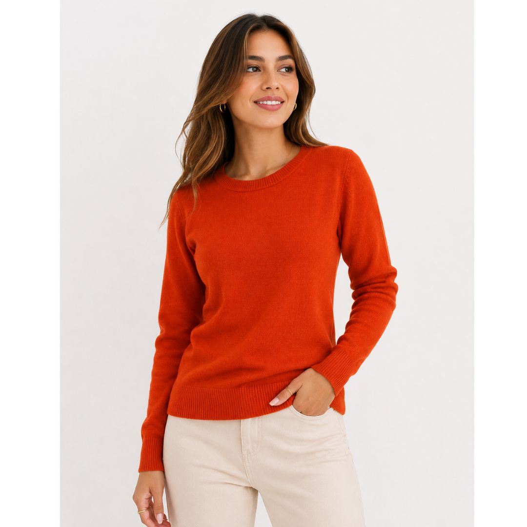 Chompa Mujer cuello redondo cashmere Hilo