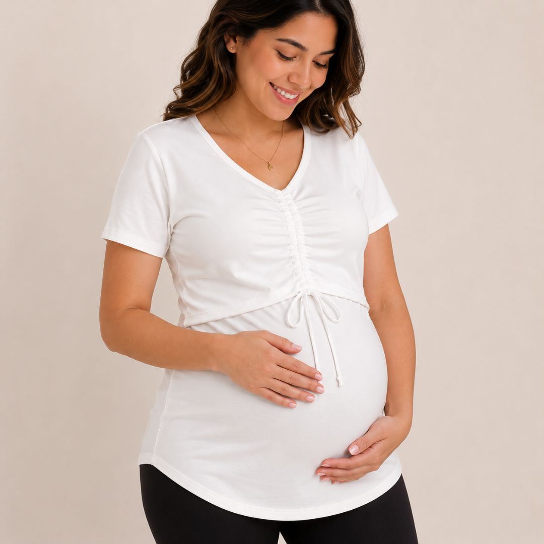 Polo rip de lactancia maternidad basico de algodon con pita para regular