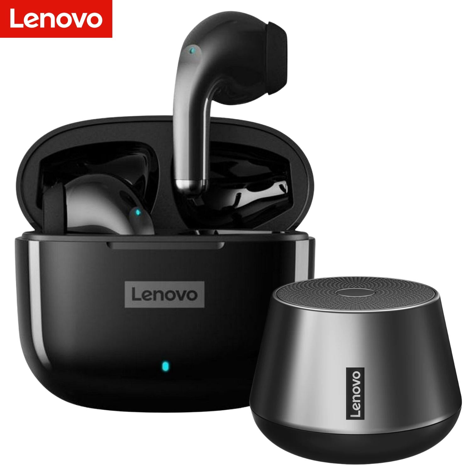 Audifonos Bluetooth Lenovo LP40 PRO Negro + Parlante Bluetooh Lenovo K3 Pro