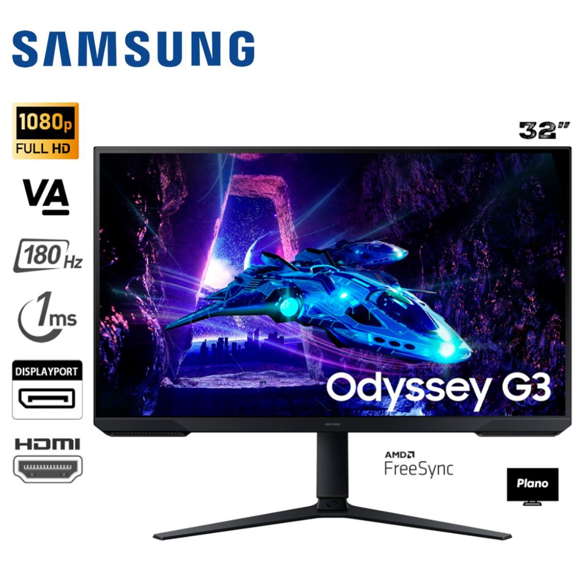 MONITOR LS32DG300ELXPE 32 SAMSUNG GAMING ODYSSEY G3 DG300 FHD 180 HZ 1 MS PIVOTE