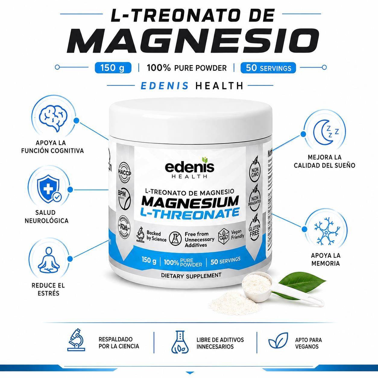 L-TREONATO DE MAGNESIO 150G EN POLVO EDENIS HEALTH