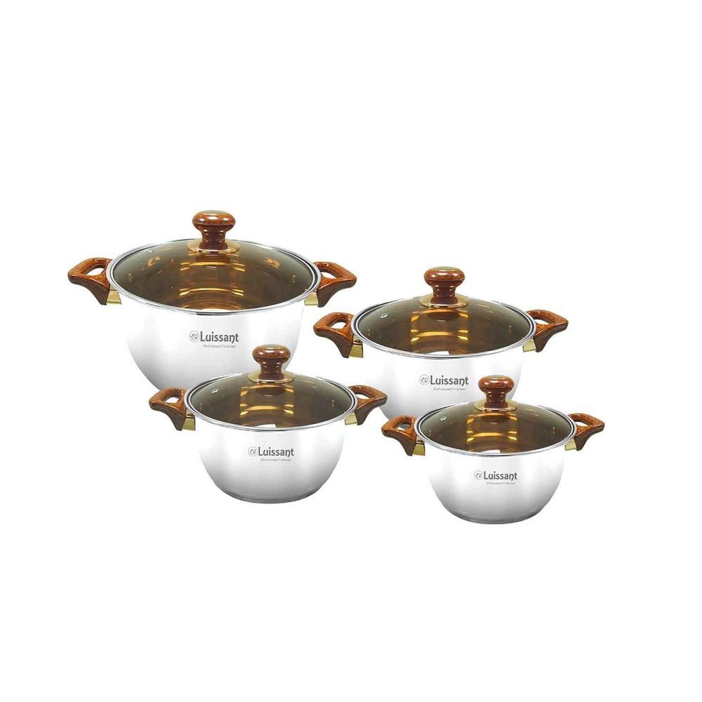 Juego de Ollas Luissant Acero Inox LU-1104S-IN 8P Marrón