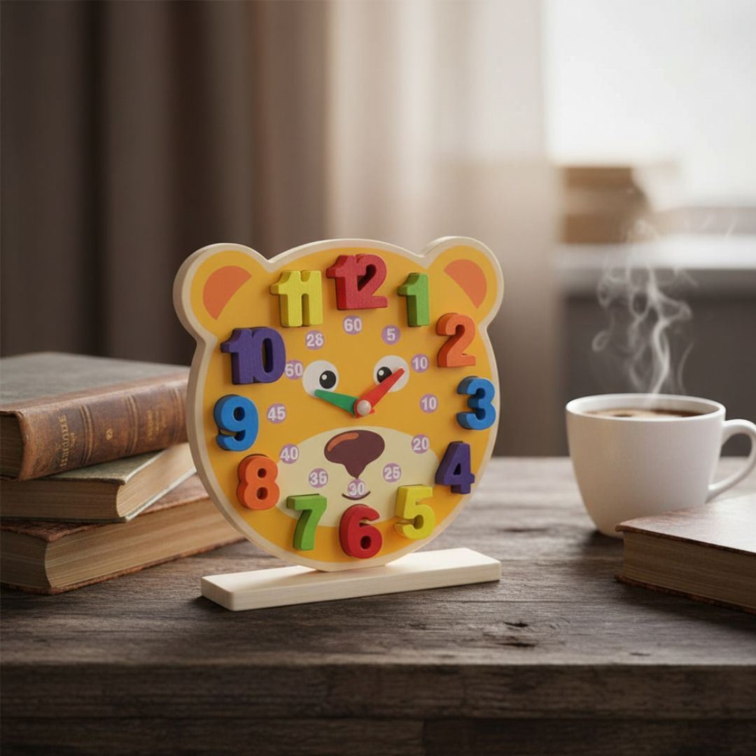 Reloj de Madera para aprender  las horas para niños
