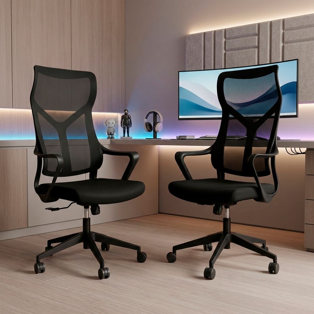 Pack x2 Sillas Gamer Dreizt Lyon Mesh Negro