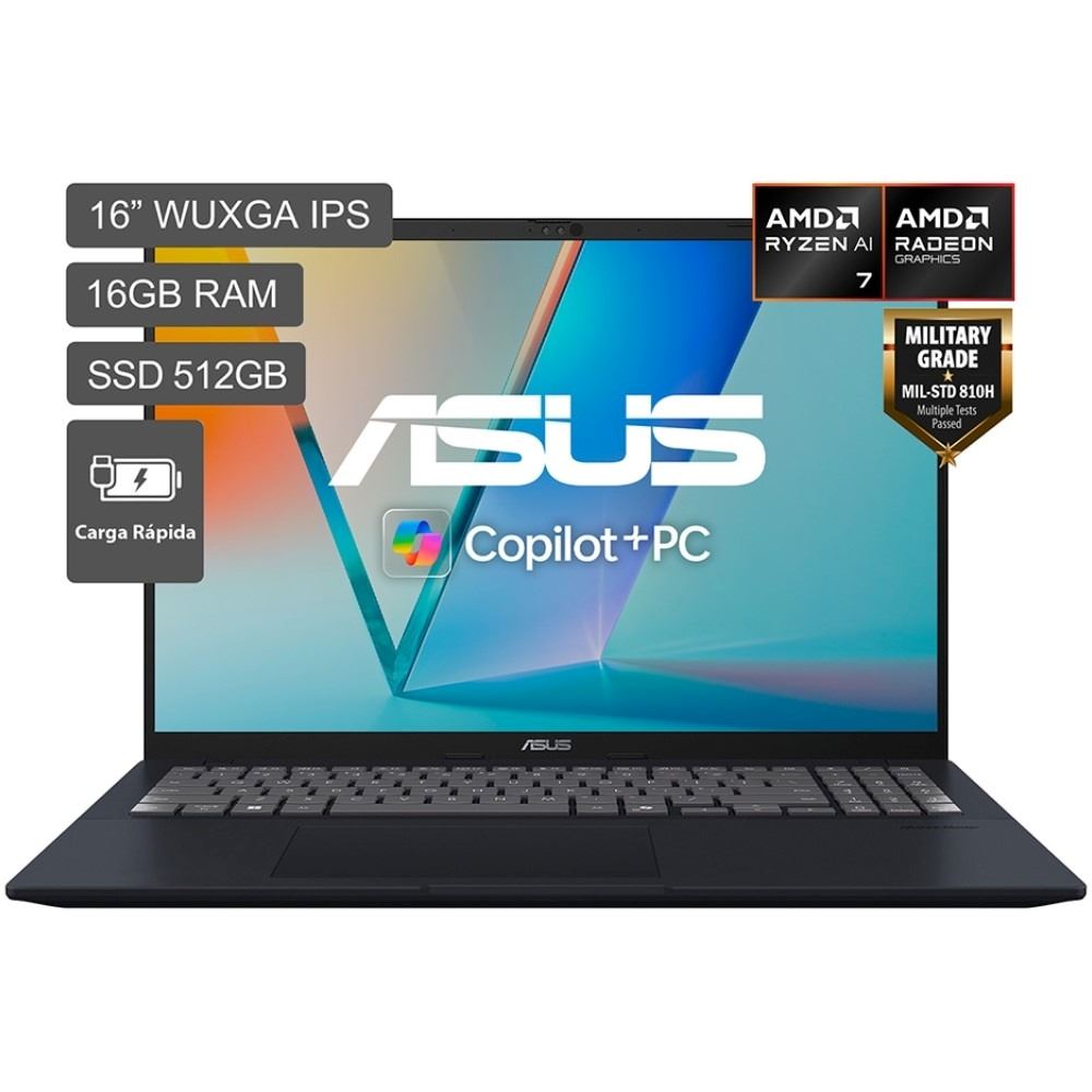 Laptop ASUS Vivobook 16 AMD Ryzen AI 7 350 512GB SSD 16GB RAM
