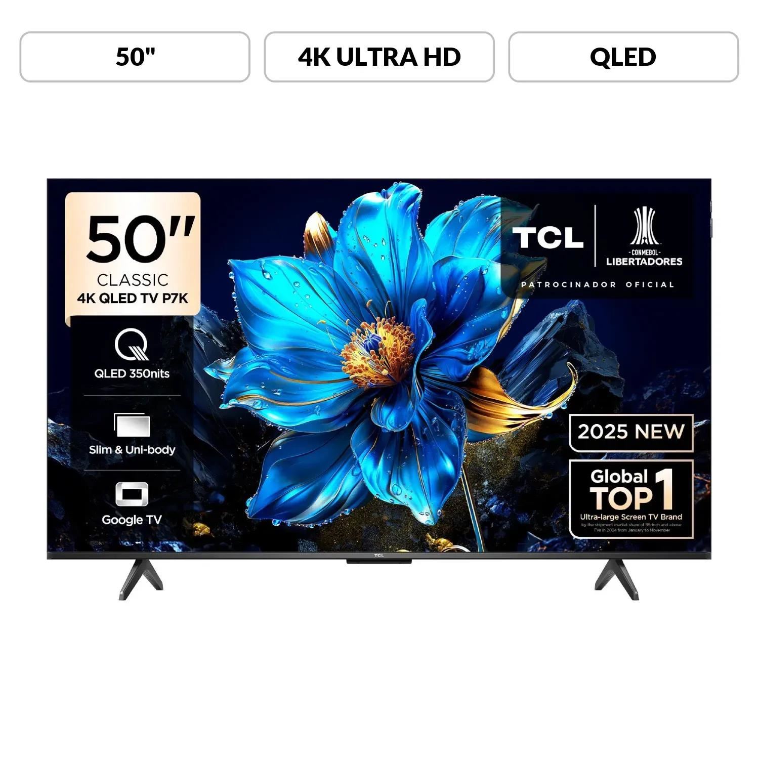 Televisor TCL 50” QLED 4K 50P7K Google TV - 2025