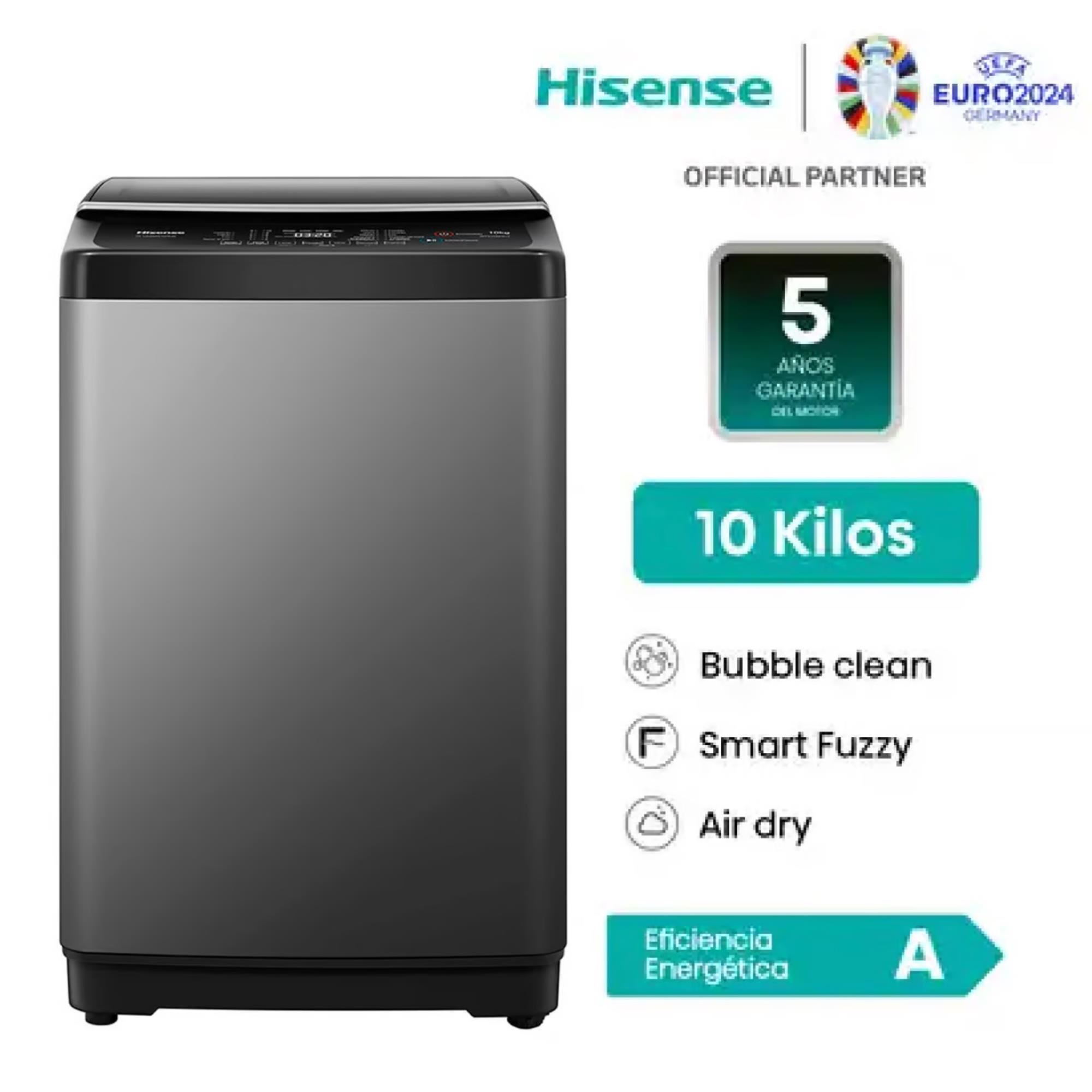 Lavadora Hisense WT3J1023UT Carga Superior 10Kg – Gris