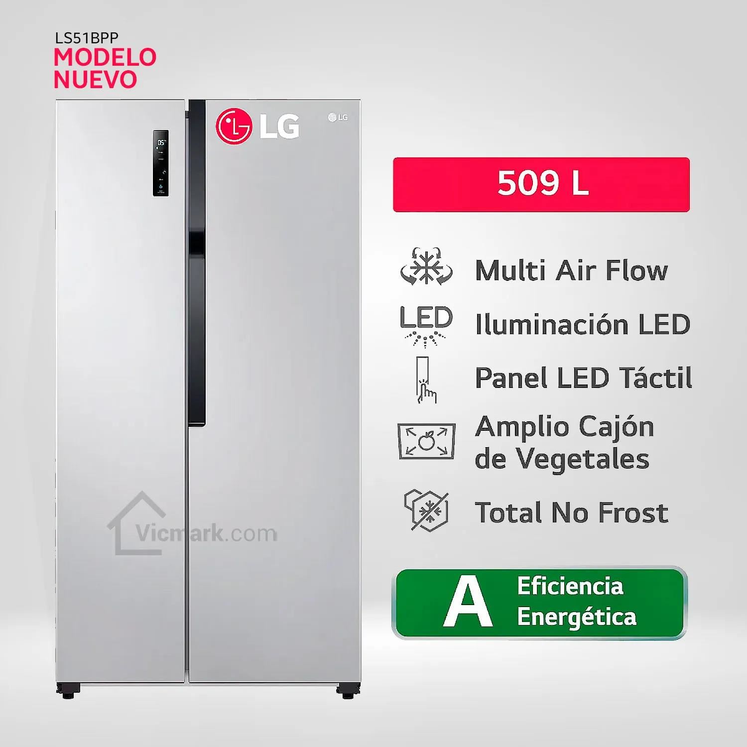Refrigeradora LG LS51BPP Side by Side 509L - Plateado