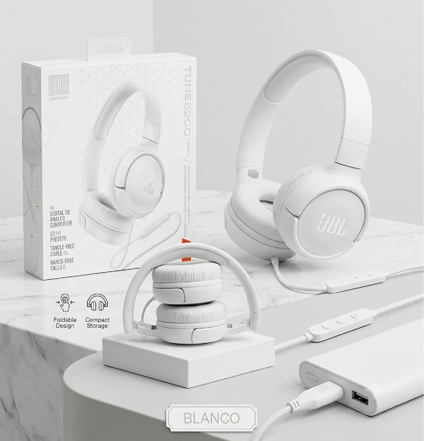 Audífonos Alámbricos JBL Tune 520C USB-C Blanco