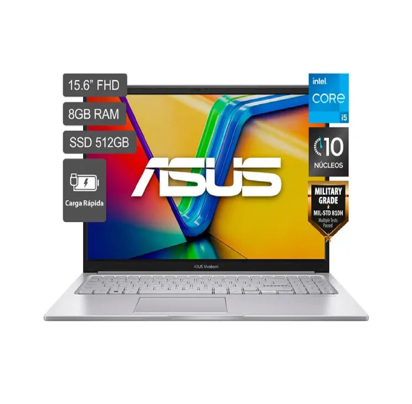 Laptop Asus Vivobook 15 Intel® Core™ i5-1334U 15.6" FHD 8GB RAM 512 SSD - Plata