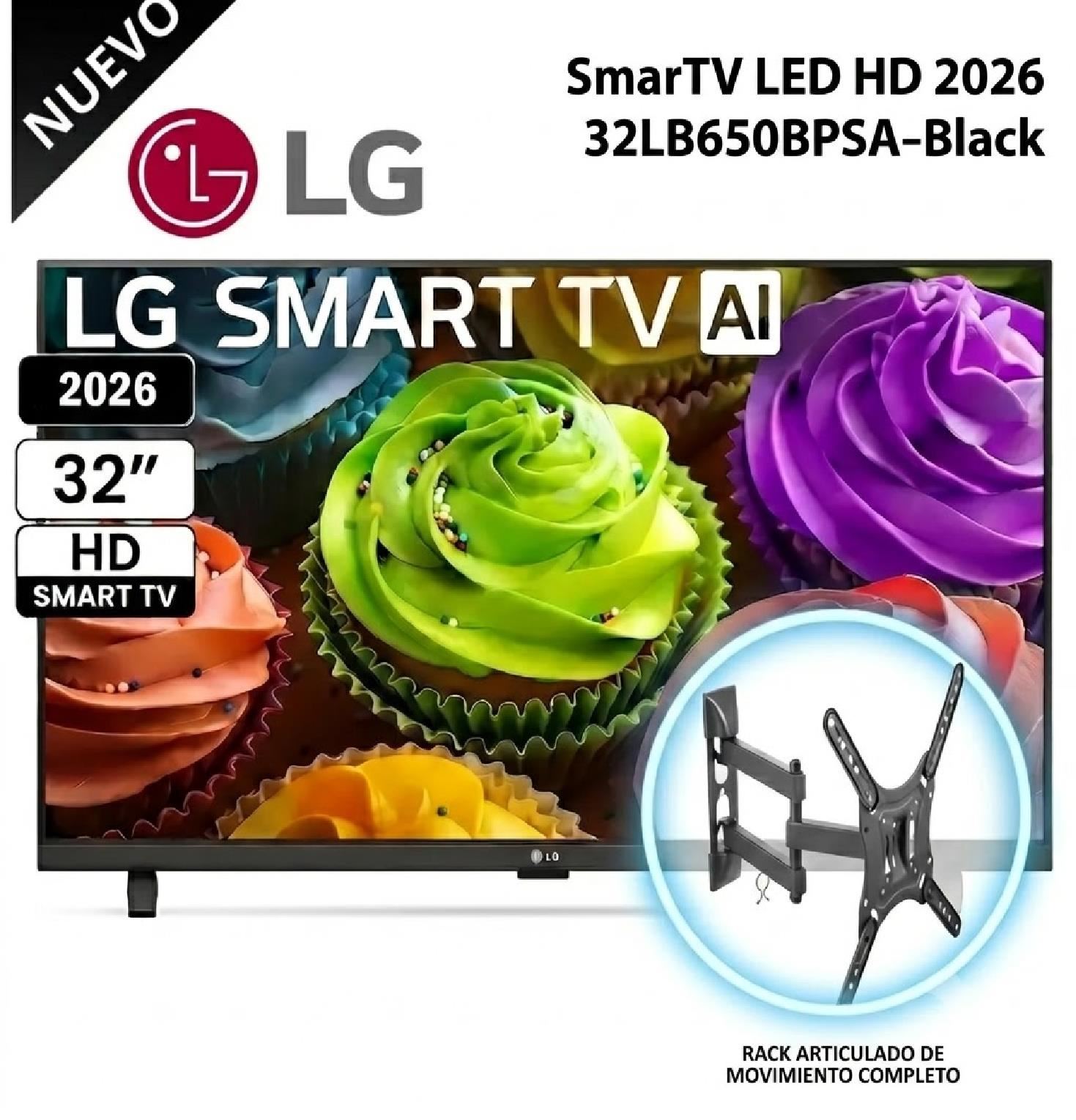 Televisor LG 32LB650BPSA Smart TV 32" HD LED AI ThinQ + Rack