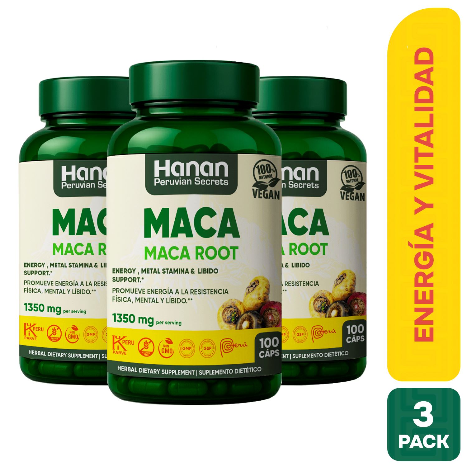 MACA CÁPSULAS HANAN TRIPACK 100 UND