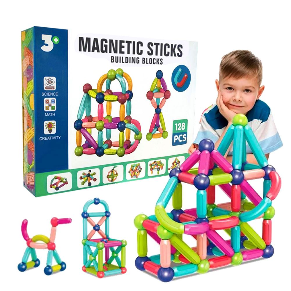 BLOQUES MAGNETICOS DE CONSTRUCCION 128 PIEZAS MULTIFORMAS