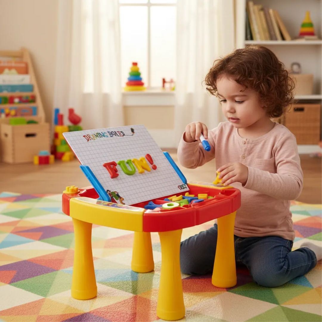 Tablero 2 En 1 Con Mesa Y Letras Magneticas Para Niños