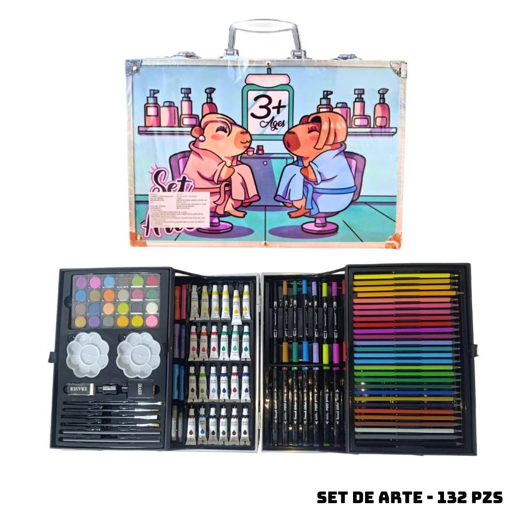 MALETIN MEGA SET DE ARTE 132 PZS CAPIBARAS CUTIES
