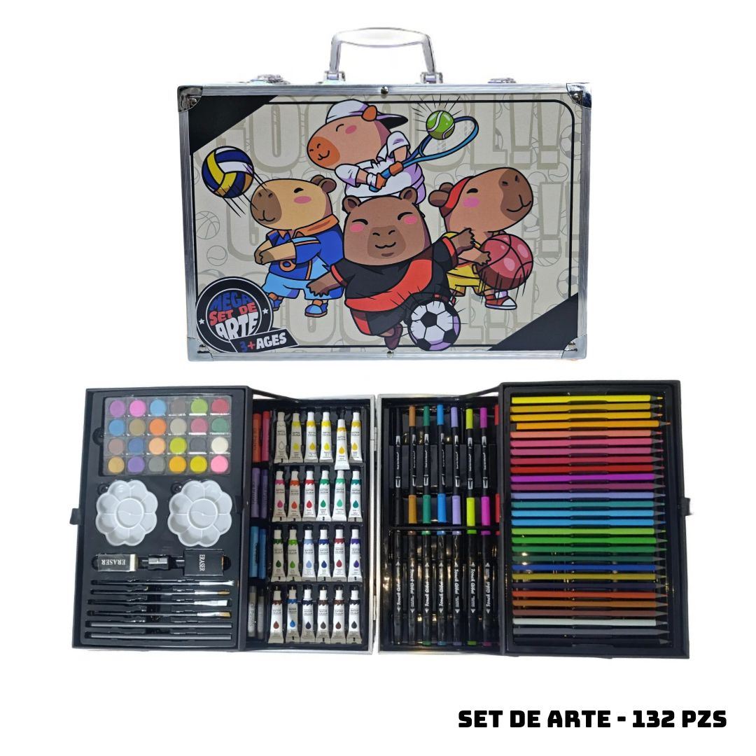 MALETIN MEGA SET DE ARTE 132 PZS CAPIBARAS DEPORTES