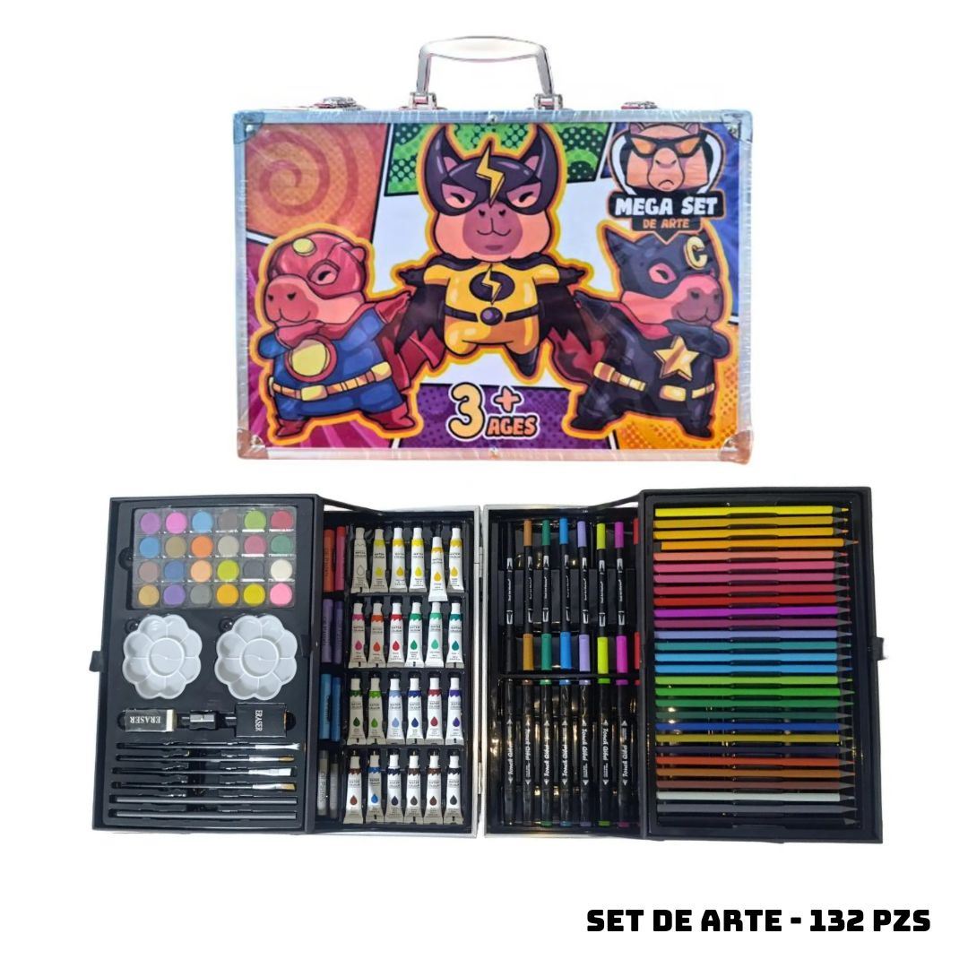 MALETIN MEGA SET DE ARTE 132 PZS CAPIBARAS SUPERHEROES