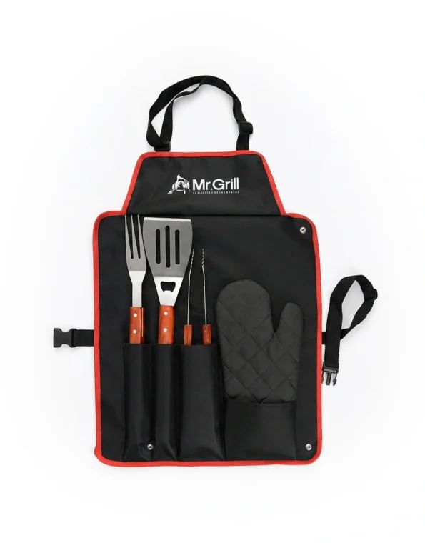 Mr Grill - Mandil Parrillero con 3 Utensilios