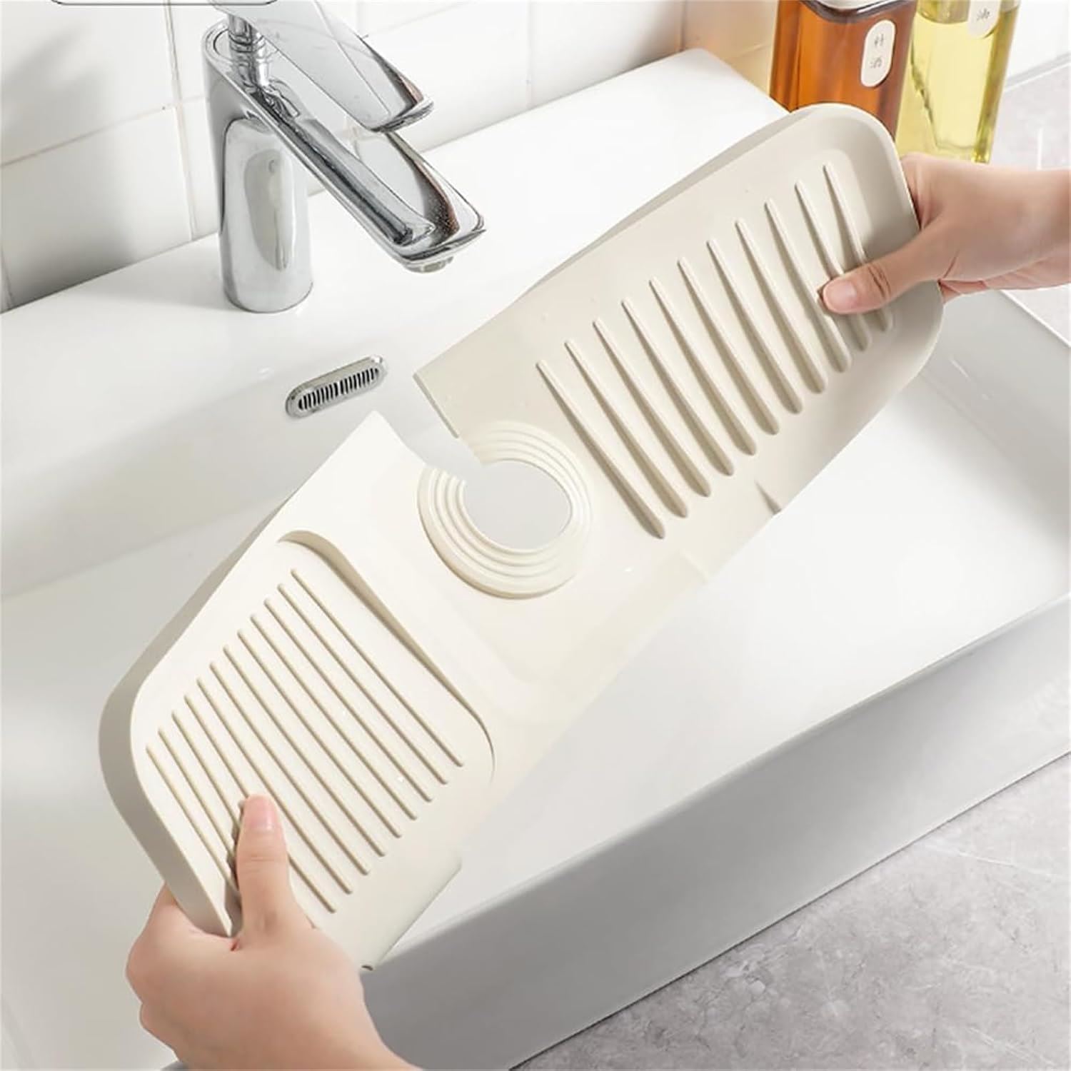 PROTECTOR DE SILICONA GRUESO PARA LAVADERO 45 CM - HUESO
