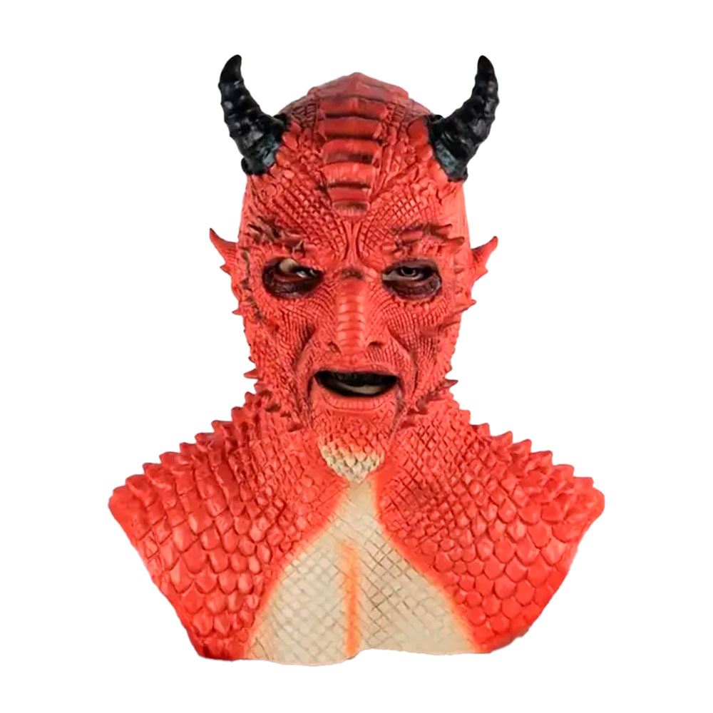 Máscara de Demonio con Cuernos y Escamas Rojo