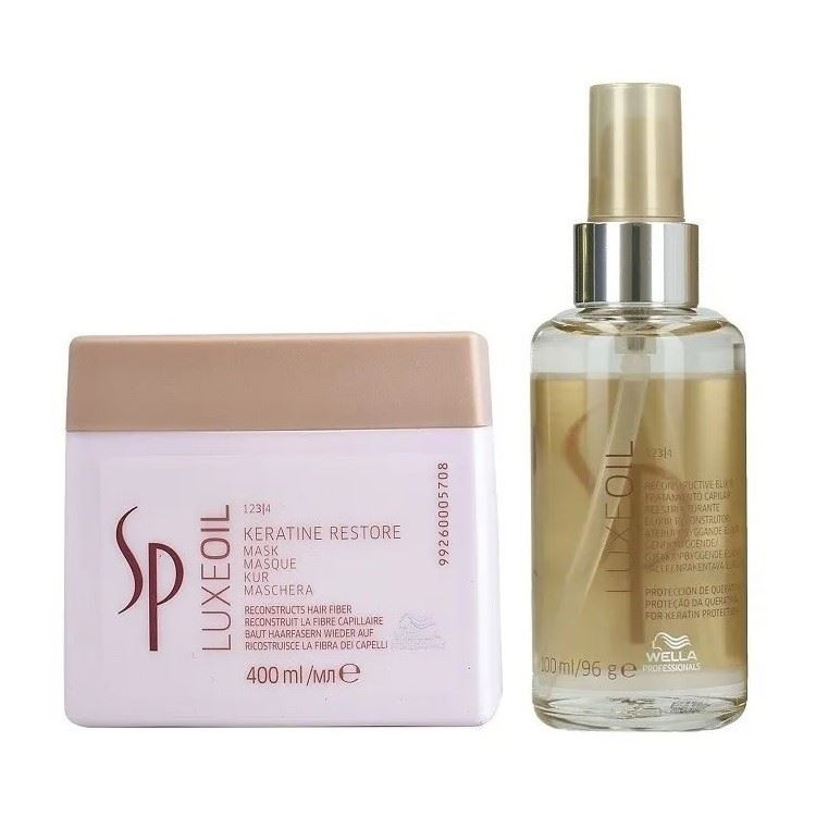 Mascarilla Reparadora 400ml + Elixir Reconstructivo Wella SP Luxe Oil