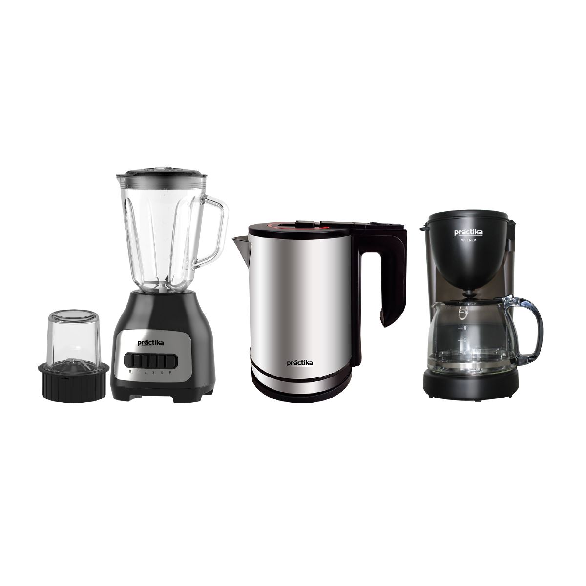 Tricombo Licuadora BL-600+Cafetera Vicenza+Hervidor 1.8 lts Inox 18 Plus