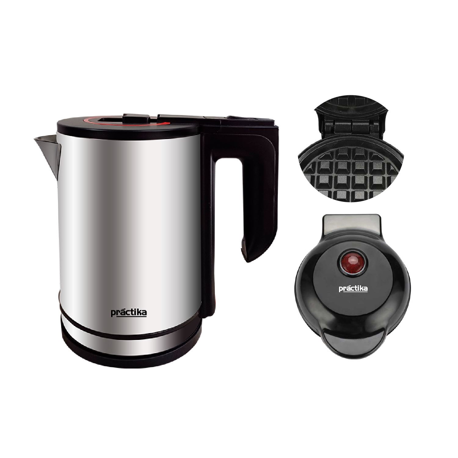 Combo Hervidor Inox 18 Plus+Miniwaflera M104 Negro