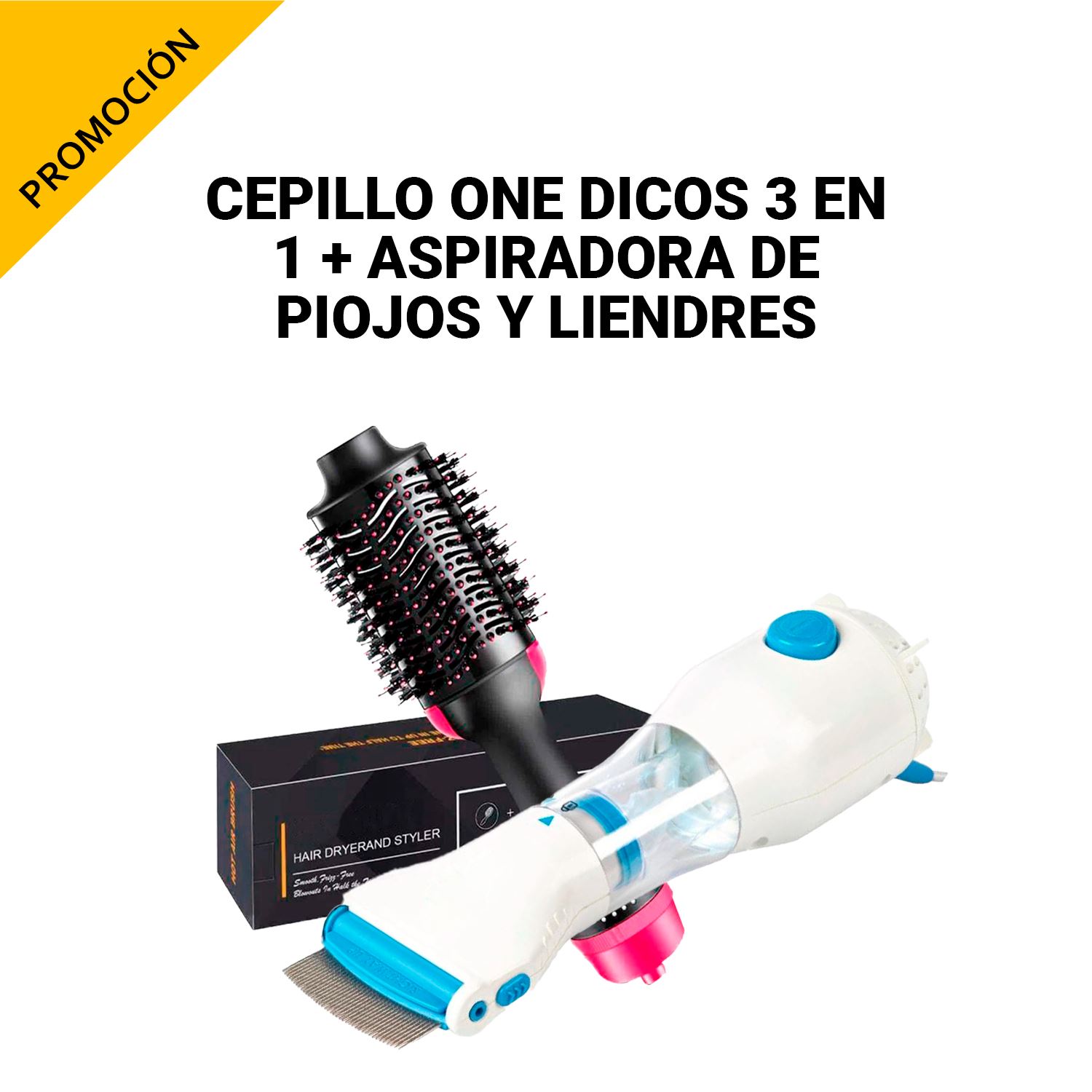 Cepillo One dicos 3EN1 + Aspiradora de piojos y liendres v-comb