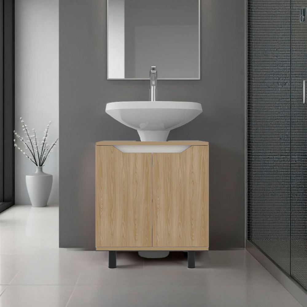 MUEBLE PARA LAVAMANOS 2 PUERTAS MARLO FRESNO Y BLANCO 63,0X55,0X41,3 CM | TUHOME