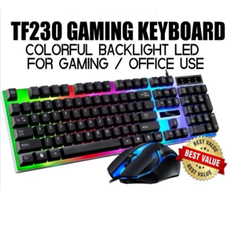 COMBO TECLADO Y MOUSE GAMER LUCES RGB KIT LAPTOP PC