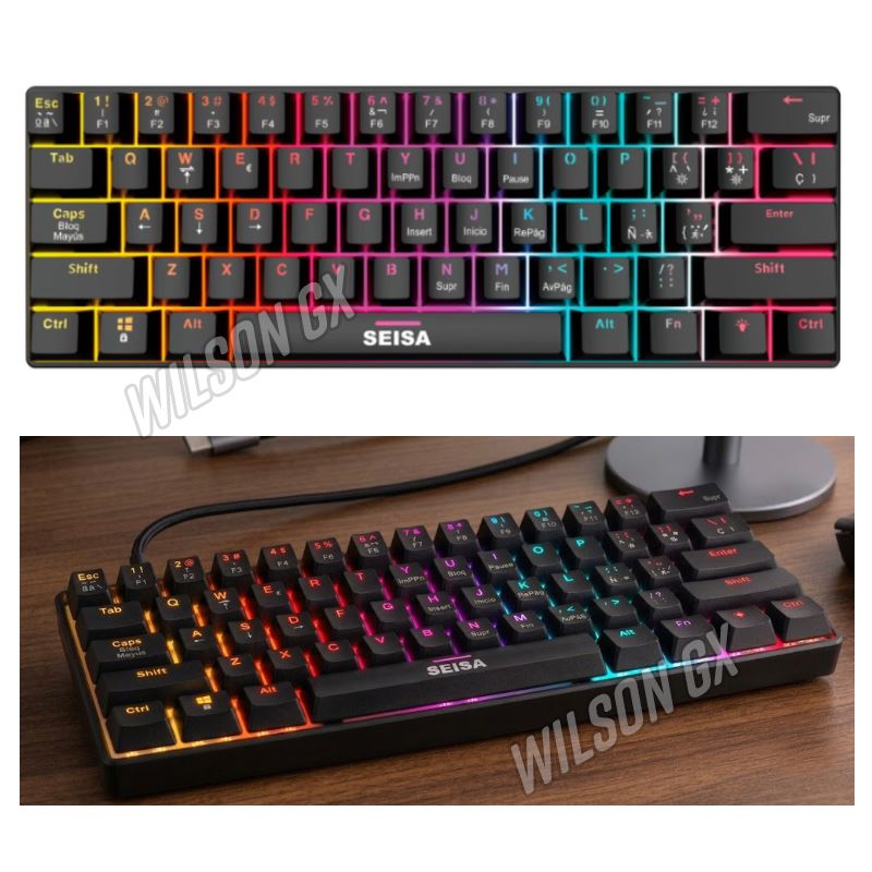 Mini teclado mecánico con Luz RGB retroiluminado cable Usb-C
