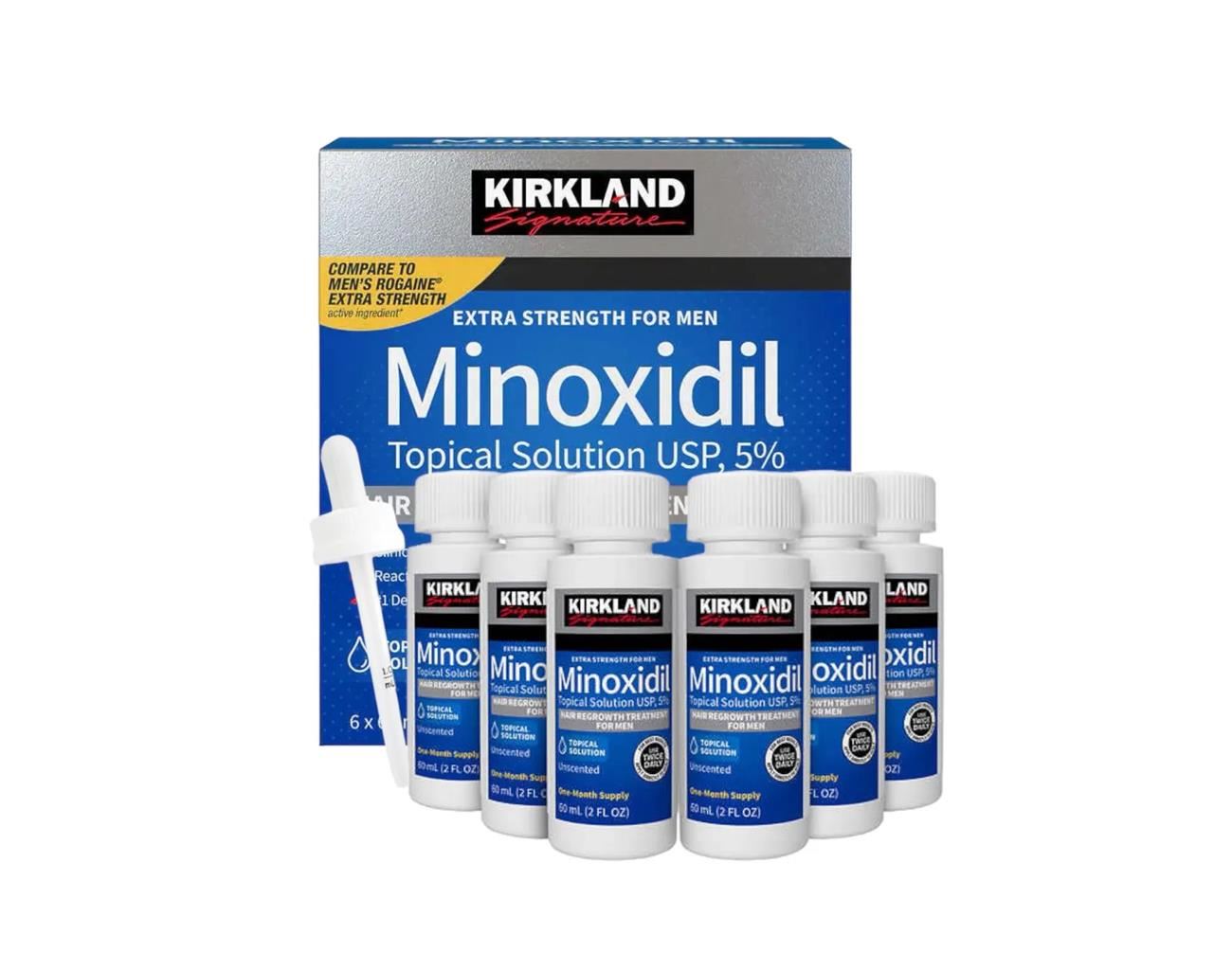 Minoxidil Kirkland 5% Caja 6 Frascos - Barba - Cabello y Cejas