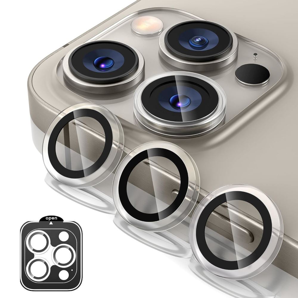 Protector de C&#xE1;mara Met&#xE1;lico Compatible con iPhone 15 Pro Max - 15 Pro Clear