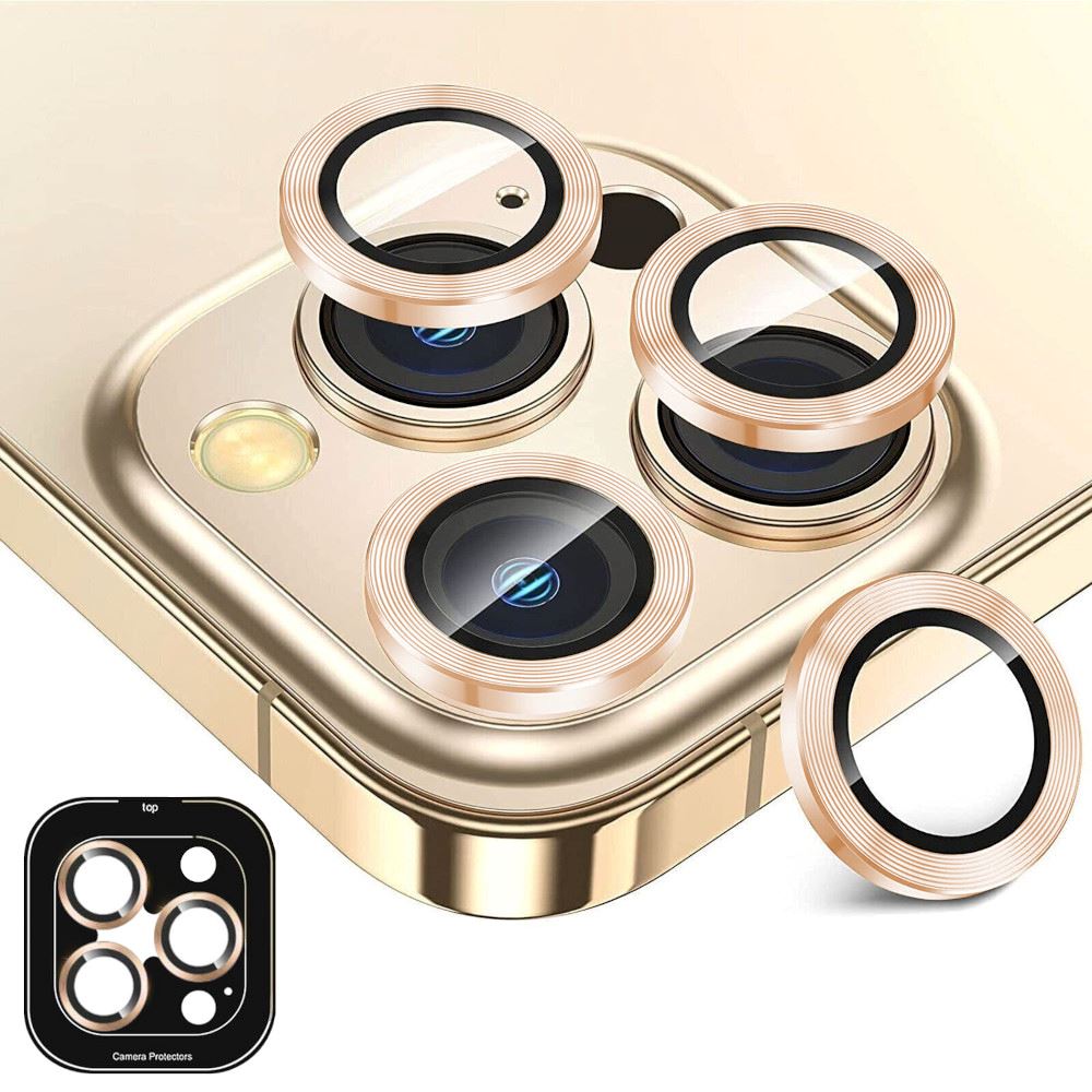 Protector de C&#xE1;mara Met&#xE1;lico Compatible con iPhone 15 Pro Max - 15 Pro Golden