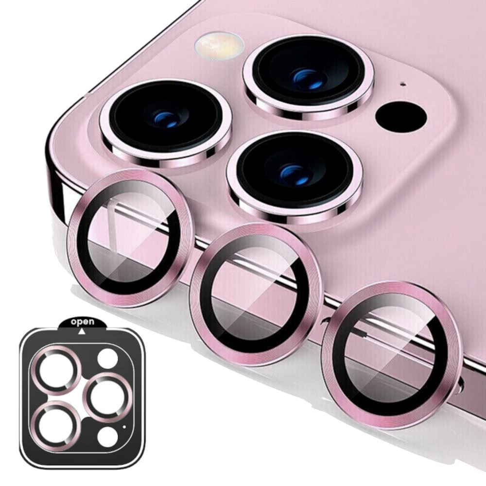 Protector de C&#xE1;mara Met&#xE1;lico Compatible con iPhone 15 Pro Max - 15 Pro Pink