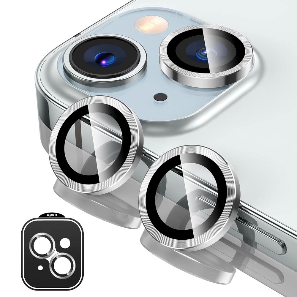 Protector de C&#xE1;mara Met&#xE1;lico Compatible con iPhone 15-15 Mini Silver