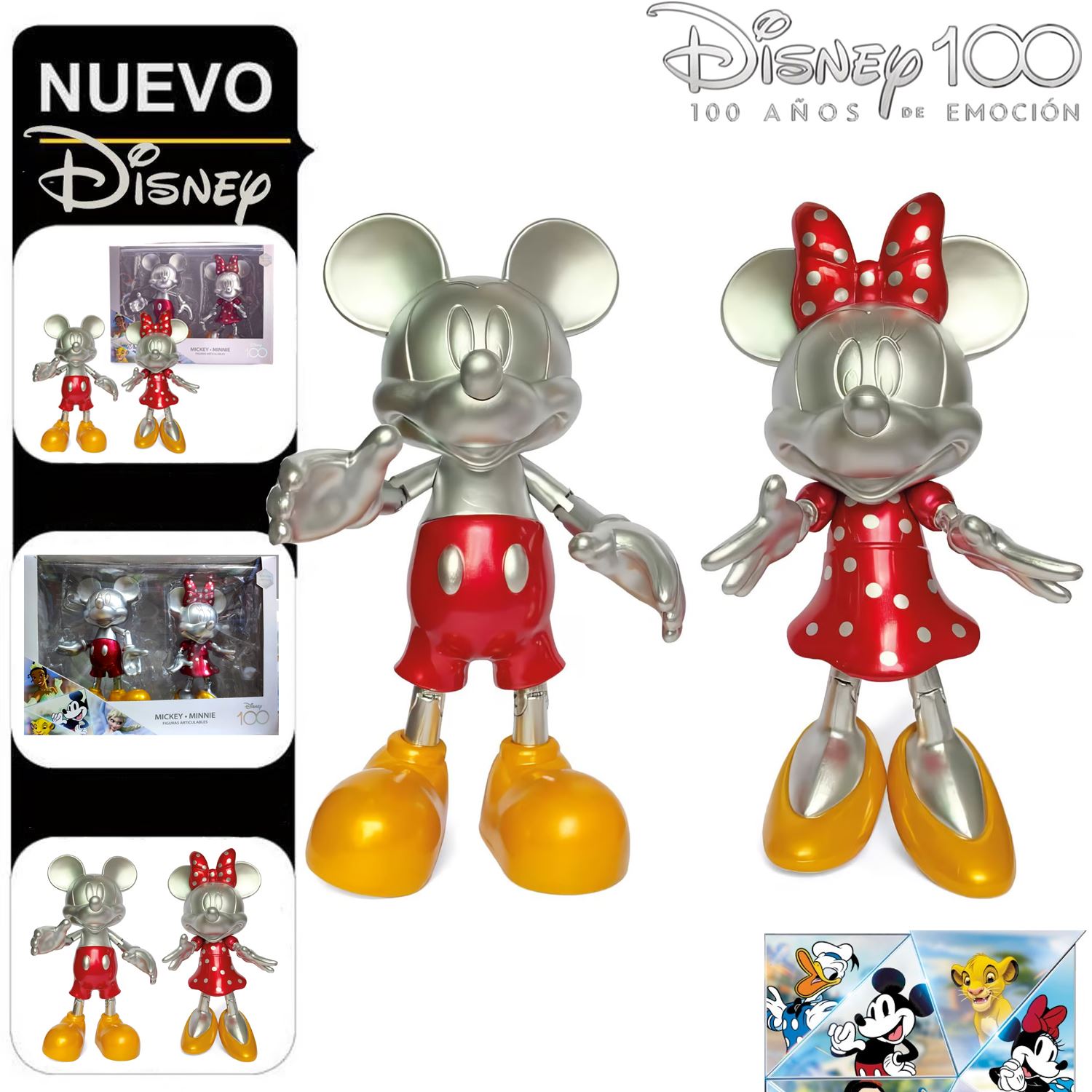 Set de Figuras Articulables  Mickey y Minnie Platinado