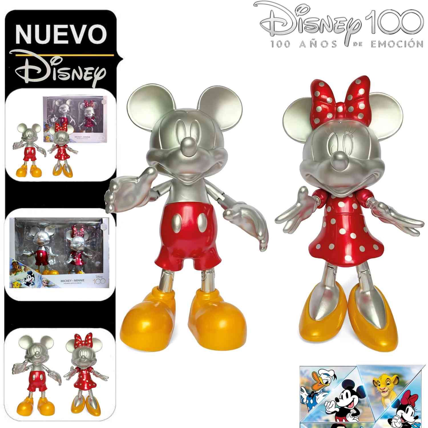Set de Figuras Articulables  Mickey y Minnie Platinado