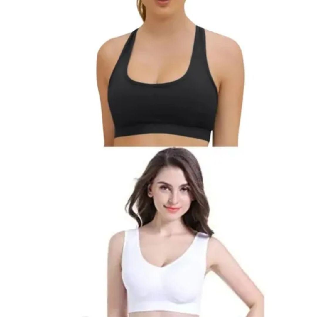 Pack 2 Top bividi sosten  Deportivo uso diario con push up removible microfibra