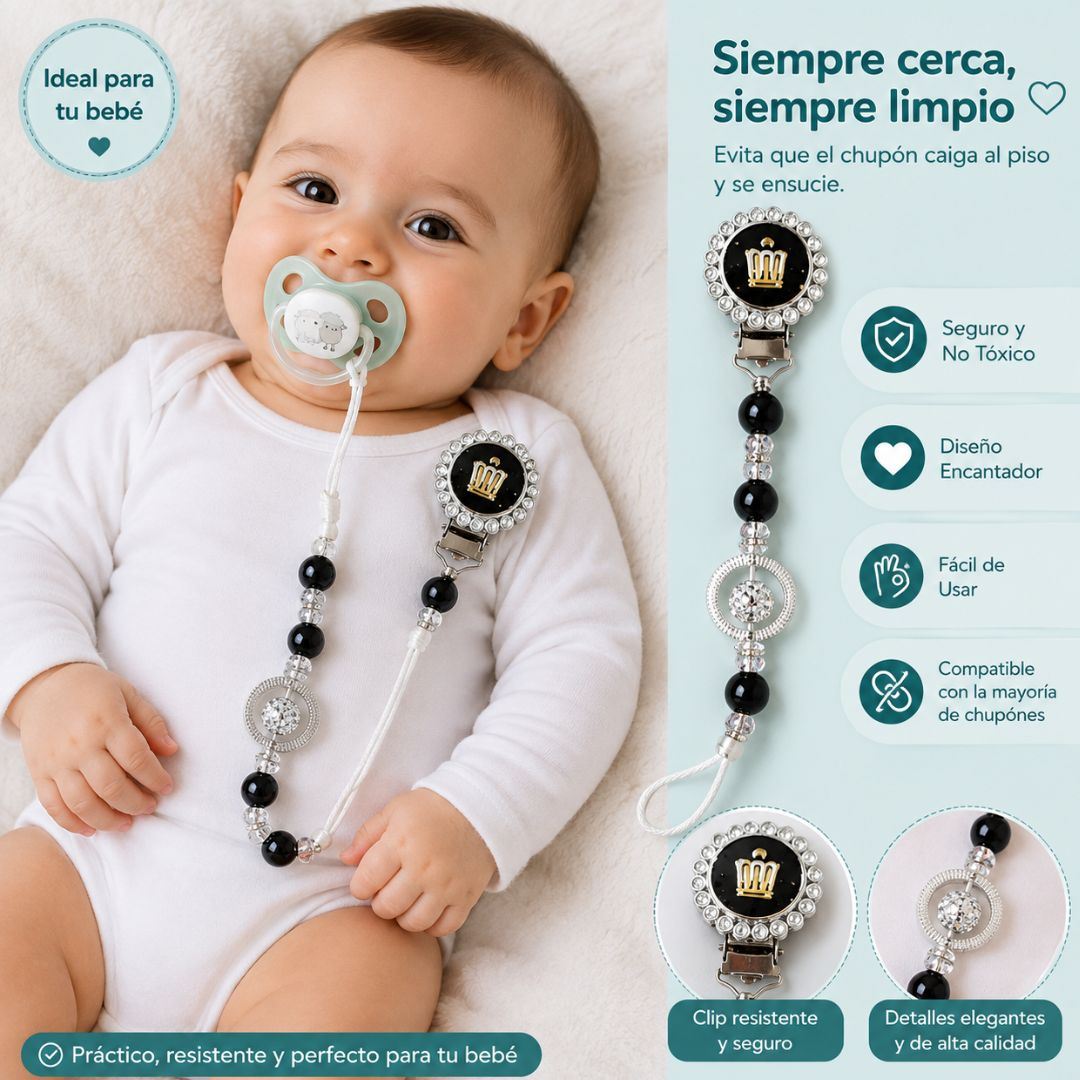 SUJETADOR DE CHUPÓN PARA BEBE - NEGRO