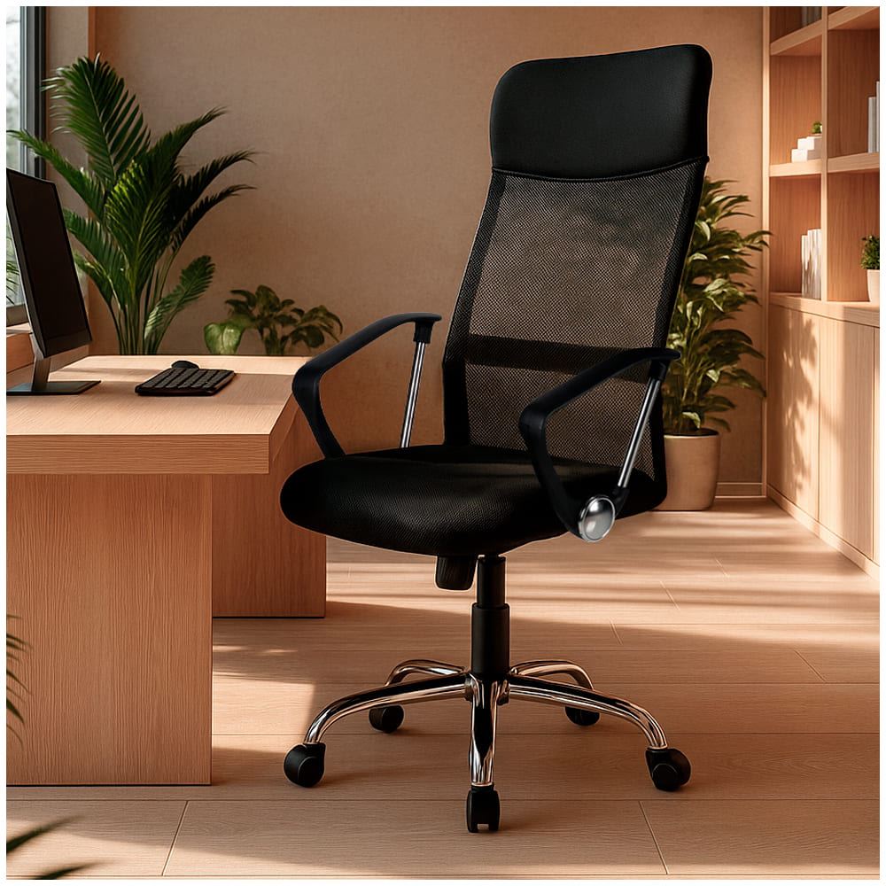 Silla de Oficina Ejecutiva Base de Acero Komsum Milan Negro
