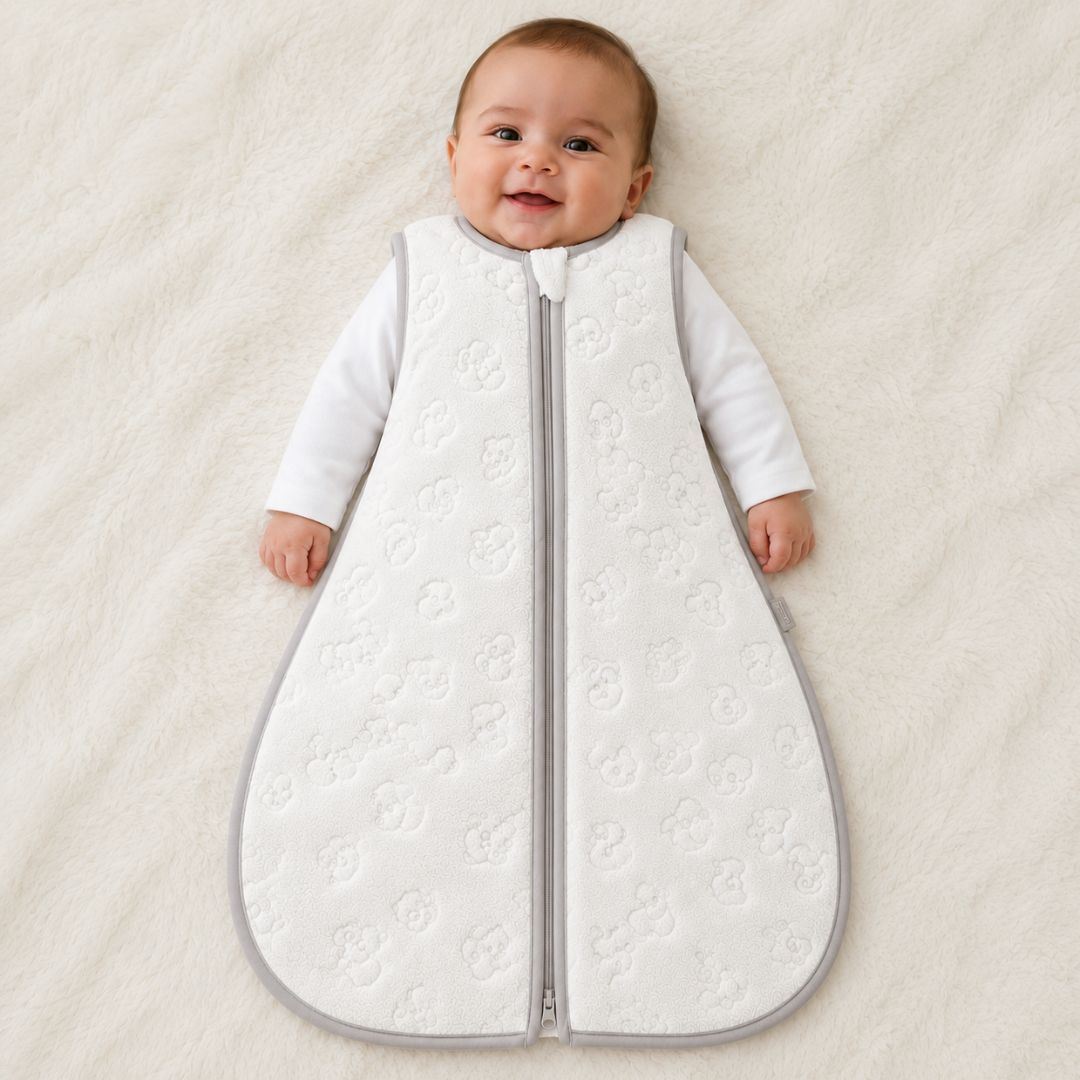 SACO O BOLSA DE DORMIR FORRADO DE CARNERITO PARA BEBE - BLANCO